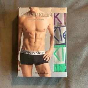 NWT Calvin Klein (L) 3 Pack, STEEL Low Rise Trunk